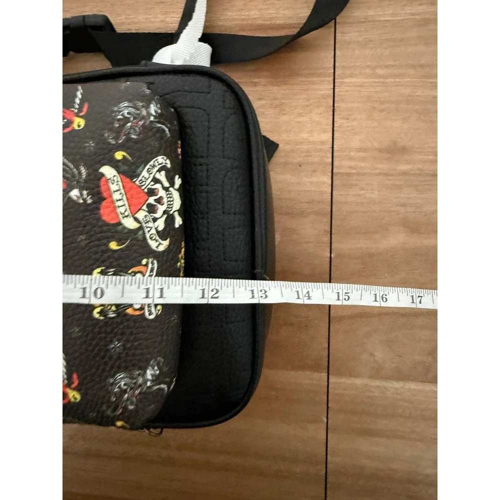 Ed Hardy Black Multi Tattoo Print Sling Bag Backpack Crossbody New NWT